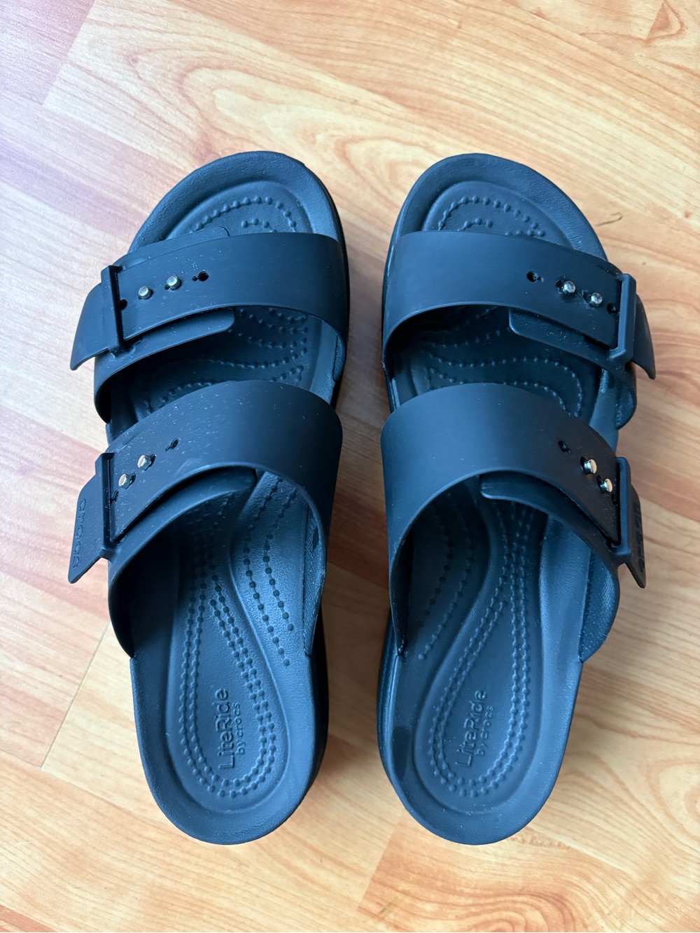 CROCS Brooklyn Buckle Platform Sandals - Black